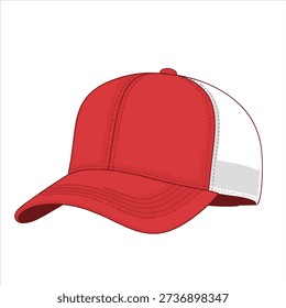 Red Trucker Baseball Cap Illustration – Simple Sports Hat Clipart