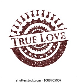 Red True Love distressed rubber grunge stamp