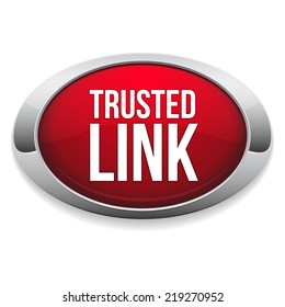 Red trusted link button with metallic border on white background