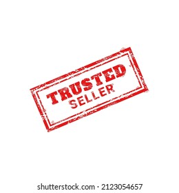 Red Trusted Seller Logo Design Vector Template. Simple Trust Seller Vector Rusty Red Rectangle Rubber Stamp