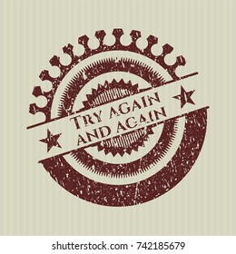 Red Try again and again distress rubber grunge texture stamp