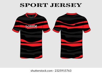 red T-shirt design front back sport design for cycling football racing jersey vector