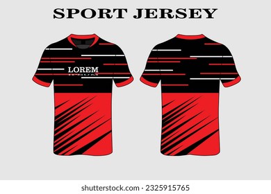 red T-shirt design front back sport design for cycling football racing jersey vector