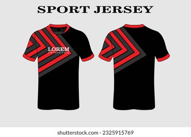 red T-shirt design front back sport design for cycling football racing jersey vector