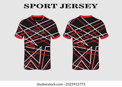 red T-shirt design front back sport design for cycling football racing jersey vector