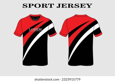 red T-shirt design front back sport design for cycling football racing jersey vector