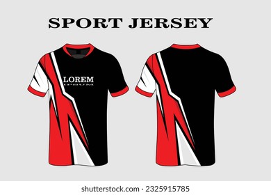 red T-shirt design front back sport design for cycling football racing jersey vector