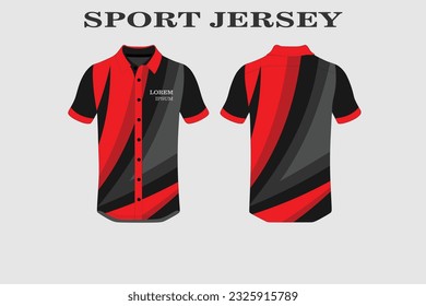 red T-shirt design front back sport design for cycling football racing jersey vector