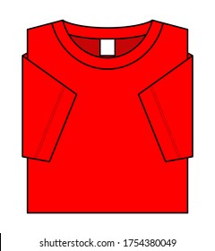 Red T-Shirt Folded on White Background, Vector File