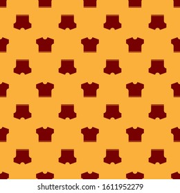 Red T-shirt icon isolated seamless pattern on brown background.  Vector Illustration