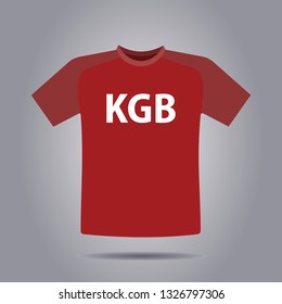 red t-shirt, kgb inscription 