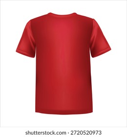 Ilustración vectorial roja de la maqueta de la camiseta, Plantilla en blanco realista del diseño de la ropa en el fondo blanco