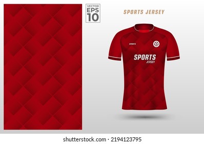 Red t-shirt sport design template with halftone pattern for soccer jersey. Sport uniform in front view. T shirt mock up for sport club. Vector Illustration