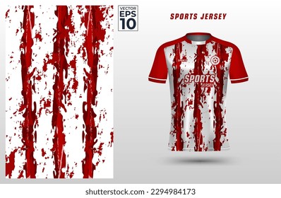 Red t-shirt sport design template with abstract grunge pattern for soccer jersey. Sport uniform in front view. Tshirt mock up for sport club. Vector Illustration	