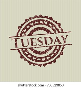Red Tuesday distress rubber seal with grunge texture
