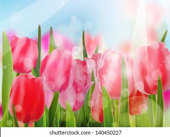 Red tulip with bokeh. And also includes EPS 10 vector