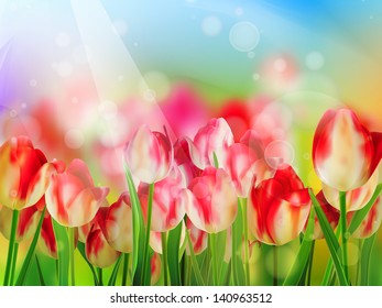 Red tulip with bokeh. And also includes EPS 10 vector