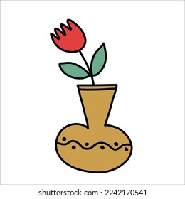 
rote Tulpe in einer keramischen Vase