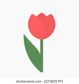 Red tulip flower symbol. Vector illustration.
