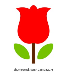 Red tulip flower vector icon isolated on white background