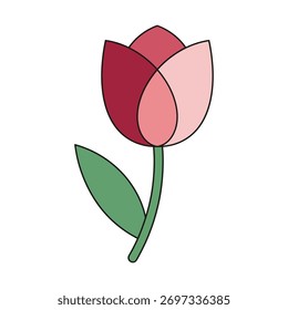 Imagen de Vector de flor de tulipán rojo