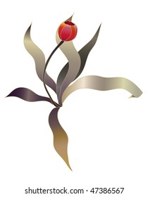 red tulip flower vector sketch
