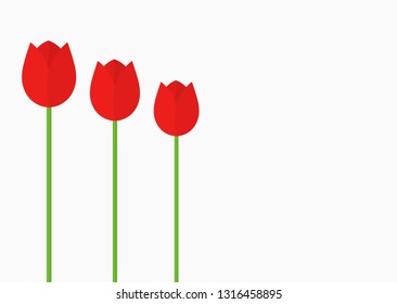 Red tulip flowers background. Vector illustration.