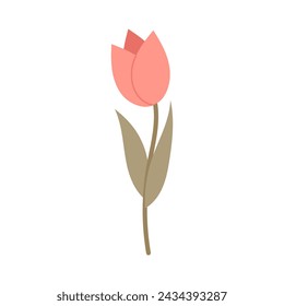 Tulipán rojo. Icono de tulipán en estilo plano sobre fondo blanco. Flores de primavera.