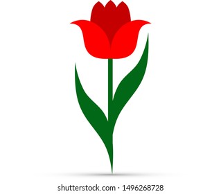 red tulip icon, flower sign, vector illustration