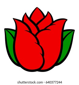 Red tulip isolated on white background. Vector illustration. 