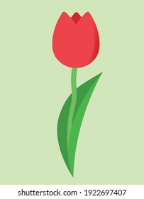 Roter Tulpe. Frühlingsblume. Blumen zum Muttertag. Flache Vektorgrafik
