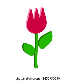 
Red tulip.Isometric and 3D view.