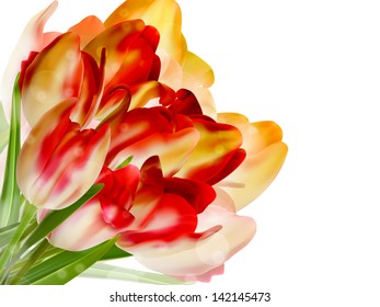 Red tulips and bokeh background. And also includes EPS 10 vector