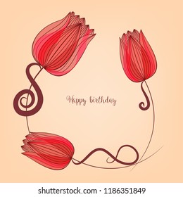Red tulips frame, space for text