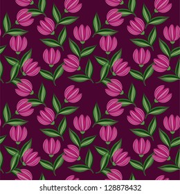 red tulips on burgundy background