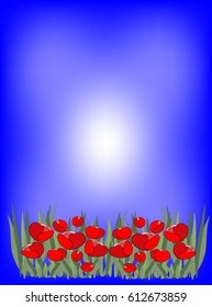 Red tulips on a shining background