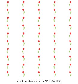 Red tulips on a white background. Pattern.