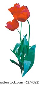 Red tulips on a white background puzzle