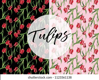 Red tulips pattern