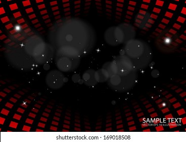 Red tunnel  space background illustration - Vector squared tunnel dock illustration 