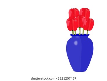 Red Tuplips in a Blue Vase