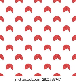 Red turbans forming a repeating pattern on a white background