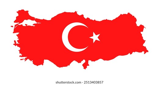 Ilustración vectorial de la bandera de la estrella de la luna del mapa rojo de Turquía