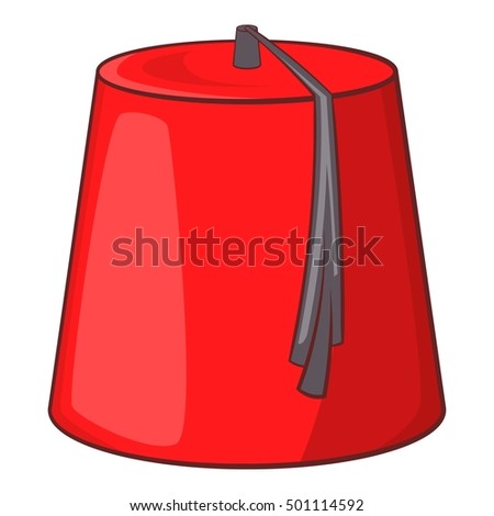 Red turkish hat fez icon. Cartoon illustration of fez vector icon for web design