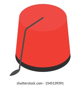 Red turkish hat icon. Isometric of red turkish hat vector icon for web design isolated on white background