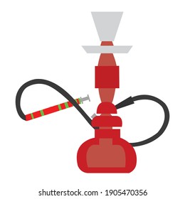 A red Turkish hookah on a clean white backdrop