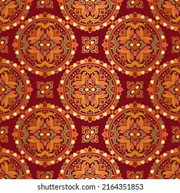 Red Turkish seamless pattern with luxury floral ornament. Traditional Arabic, Indian motifs. Great for fabric and textile, wallpaper, packaging or any desired idea.