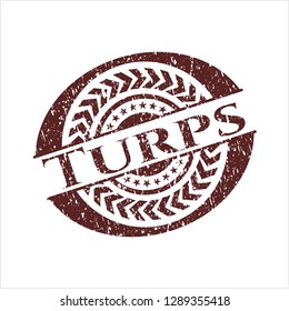 Red Turps distressed with rubber seal texture