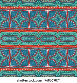 Red- turquoise seamless ornamental vector pattern
