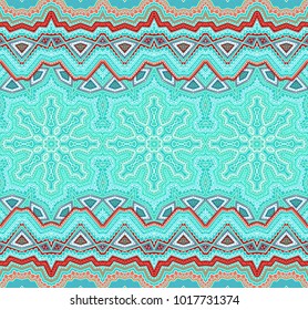 Red - turquoise seamless vector ornamental geometric pattern